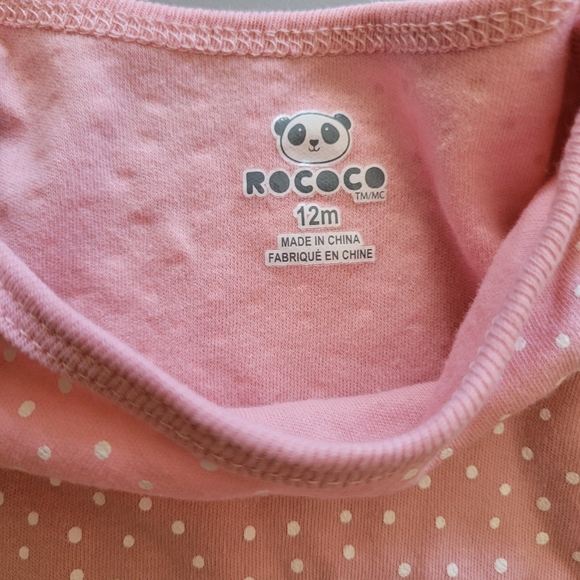 Rococo 12m Pink Polka Dot Baby Onesie - Picture 2 of 3